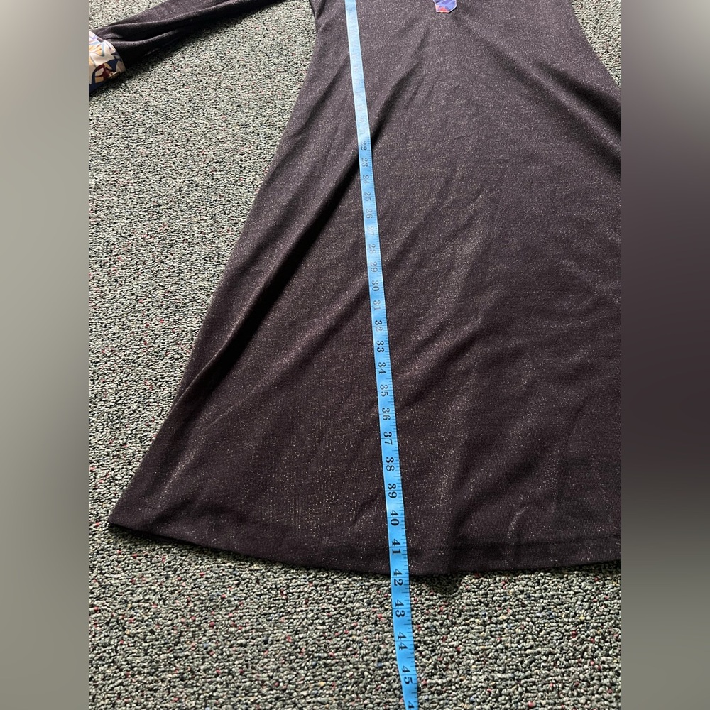 Modest Black Glitter & Vintage Floral Antique Gold Button Fit & Flare Dress Sz S - Picture 13 of 16